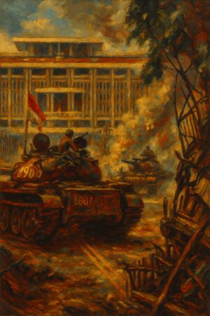 Tấn Công Dinh Độc Lập - Acrylic 45 x 60cm HV35