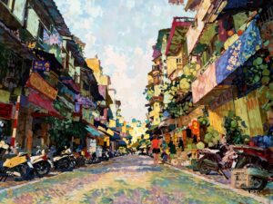 "Một Con Phố Cổ Ở Hà Nội" | 45 x 60cm | Lụa