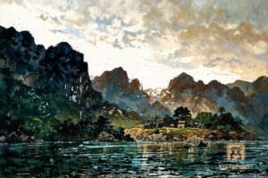 "Núi Và Hồ Nước 2" | 60 x 90cm | Acrylic
