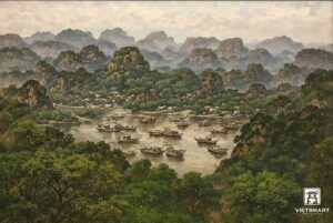 "Vịnh Hạ Long Và Những Con Thuyền" | 60 x 90cm | Sơn dầu