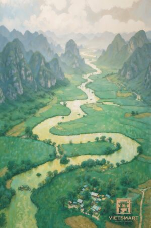 "Sông Núi Uốn Lượn" | 45 x 60cm | Acrylic