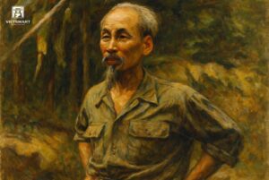 Bác Hồ Ở Chiến Khu Việt Bắc-Acrylic 45x 60cm-HV_BHOCKVB