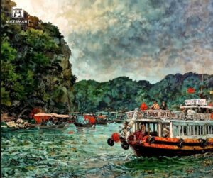 Du thuyền trên biển Hạ Long - Acrylic 60 x 70cm - PC_DTTVHL_NC