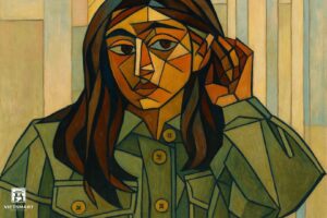 Tranh Nghệ thuật "Cô Gái Áo Xanh" VIETSMART ART - Acrylic 45 x 60cm