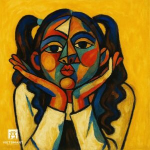 Tranh Nghệ thuật "Cô Gái Màu Vàng 2" VIETSMART ART - Acrylic 60 x 70cm