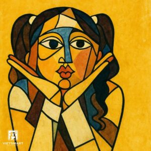 Tranh Nghệ thuật "Cô Gái Màu Vàng" VIETSMART ART - Acrylic 60 x 70cm