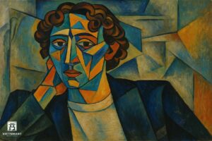 Tranh Nghệ thuật "Người Đàn Ông Mặc Véc Xanh 2" VIETSMART ART - Acrylic 45 x 60cm