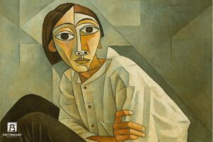 Tranh Nghệ thuật "Người Phụ Nữ Áo Trắng 2" VIETSMART ART - Sơn dầu 60 x 90cm