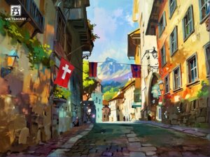 Phố Cổ Ở Zurich, Thụy Sỹ 2- Acrylic 45 x 60cm-TS_PCOZTS2_RO