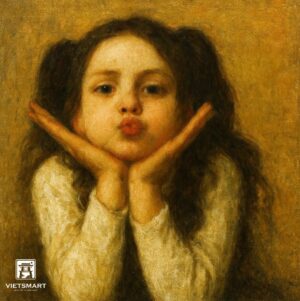 Tranh Nghệ thuật "Cô Bé Đáng Yêu" VIETSMART ART - Sơn dầu 60 x 70cm