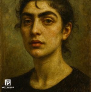 Tranh Nghệ thuật "Người Phụ Nữ Mắt Nâu" VIETSMART ART - Sơn dầu 60 x 70cm