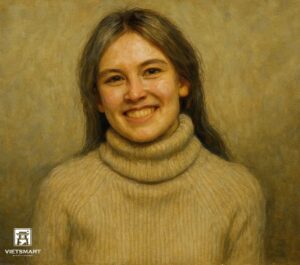 Tranh Nghệ thuật "Cô Gái Đang Cười" VIETSMART ART - Acrylic 60 x 70cm