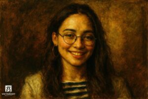 Tranh Nghệ thuật "Cô Gái Đeo Kính" VIETSMART ART - Acrylic 45 x 60cm