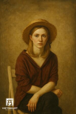 Tranh Nghệ thuật "Cô Gái Đội Mũ Cói" VIETSMART ART - Acrylic 45x60cm