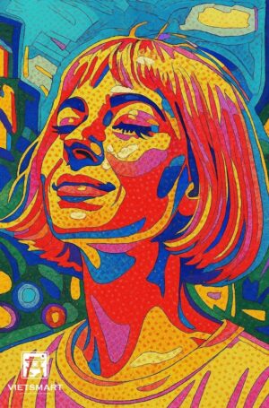 Tranh Nghệ thuật "Cô Gái Tóc Hồng" VIETSMART ART - Acrylic 45 x 60cm