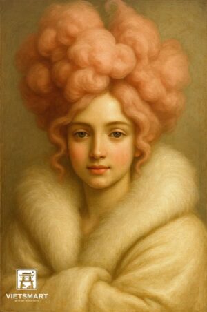 Tranh Nghệ thuật "Cô Gái Tóc Kẹo Bông" VIETSMART ART - Sơn dầu 60 x 90cm