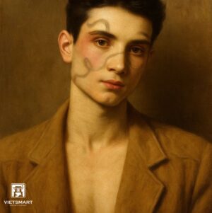 Tranh Nghệ thuật "Chàng Trai Mặc Véc Nâu" VIETSMART ART - Sơn dầu 60 x 70cm