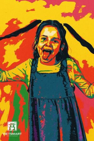 Tranh Nghệ thuật "Em Bé Có Hai Bím Tóc" VIETSMART ART - Acrylic 45 x 60cm