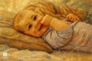 Tranh Nghệ thuật "Em Bé Đang Cười" VIETSMART ART - Acrylic 45 x 60cm