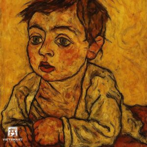 Tranh Nghệ thuật "Em Bé Mắt Xanh" VIETSMART ART - Acrylic 60 x 70cm