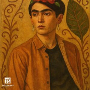 Tranh Nghệ thuật "Người Đàn Ông Đeo Hạt Trai" VIETSMART ART - Acrylic 60 x 70cm