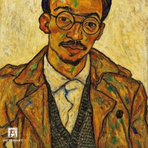 Tranh Nghệ thuật "Người Đàn Ông Đeo Kính Gọng Tròn" VIETSMART ART - Acrylic 60 x 70cm