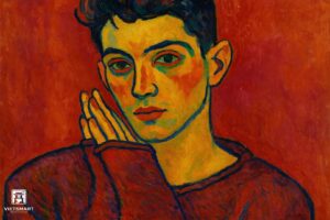 Tranh Nghệ thuật "Người Đàn Ông Mặc Áo Len Đỏ" VIETSMART ART - Sơn dầu 60 x 90cm