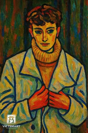 Tranh Nghệ thuật "Người Đàn Ông Mặc Áo Véc Màu Trắng" VIETSMART ART - Sơn dầu 45 x 60cm