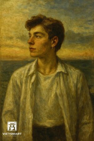 Tranh Nghệ thuật "Người Đàn Ông Mặc Áo Trắng" VIETSMART ART - Acrylic 60 x 90cm