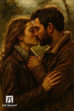 Tranh Nghệ thuật "Nụ Hôn" VIETSMART ART - Sơn dầu 45 x 60cm