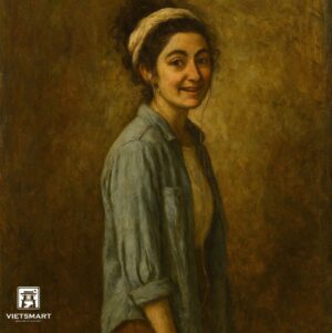 Tranh Nghệ thuật "Người Phụ Nữ Đeo Băng Đô" VIETSMART ART - Acrylic 60 x 70cm