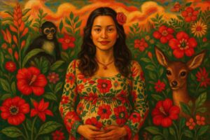 Tranh Nghệ thuật "Người Phụ Nữ Đang Mang Bầu" VIETSMART ART - Acrylic 45 x 60cm