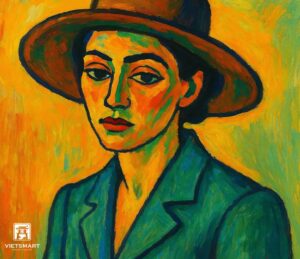 Tranh Nghệ thuật "Người Phụ Nữ Đội Mũ" VIETSMART ART - Sơn dầu 70 x 80cm