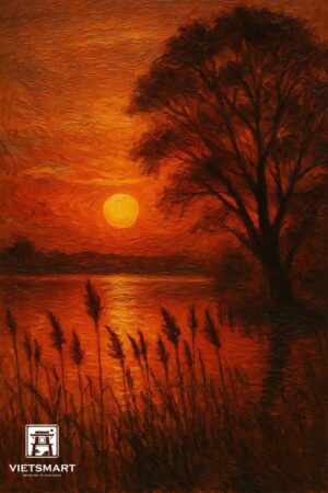 Tranh Nghệ thuật "Hoàng Hôn Trên Hồ" VIETSMART ART - Acrylic 45 x 60cm