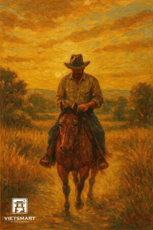 Tranh Nghệ thuật "Một Chàng Cao Bồi Miền Tây" VIETSMART ART - Sơn dầu 45 x 60cm