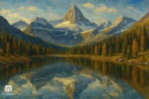 Tranh Nghệ thuật "Núi, Rừng Và Hồ Nước" VIETSMART ART - Acrylic 45 x 60cm