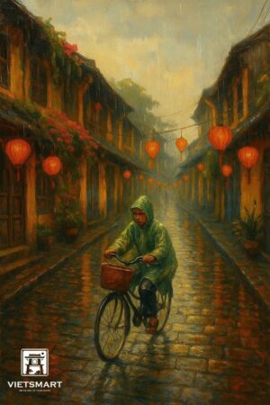 Tranh Nghệ thuật "Phố Cổ Hội An Trời Mưa" VIETSMART ART - Acrylic 45 x 60cm