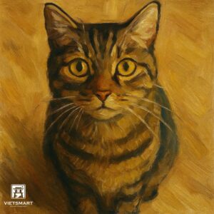 Tranh Nghệ thuật "Chú Mèo Biết Lỗi" VIETSMART ART - Acrylic 40 x 40cm