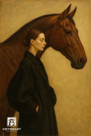 Tranh Nghệ thuật "Người Đẹp Và Ngựa" VIETSMART ART - Sơn dầu 60 x 90cm