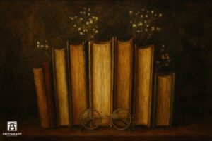 Tranh Nghệ thuật "Những Cuốn Sách Và Chiếc Kính" VIETSMART ART - Sơn dầu 45 x 60cm