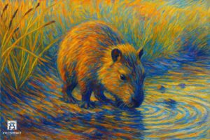 Tranh Nghệ thuật "Chuột Nước Capybara" VIETSMART ART - Acrylic 45 x 60cm