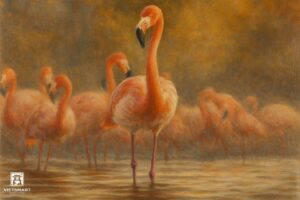 Tranh Nghệ thuật "Đàn Chim Hồng Hạc Trong Ao" VIETSMART ART - Sơn dầu 60 x 90cm
