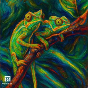 Tranh Nghệ thuật "Đôi Thằn Lằn Con" VIETSMART ART - Acrylic 40 x 40cm