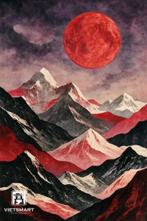 Tranh Nghệ thuật "Mặt Trăng Đỏ" VIETSMART ART - Acrylic 45 x 60cm