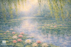 Tranh Nghệ thuật "Hoa Sen Trên Hồ Nước" VIETSMART ART - Acrylic 45 x 60cm