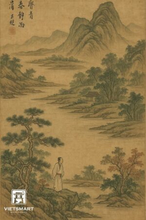 Tranh Nghệ thuật "Không Màng Danh Lợi" VIETSMART ART - Thư pháp 45 x 60cm