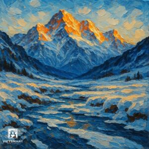 Tranh Nghệ thuật "Sông Băng Và Ngọn Núi" VIETSMART ART - Acrylic 60 x 70cm